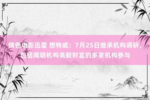 情色电影迅雷 想特威：7月25日继承机构调研，包括闻明机构高毅财富的多家机构参与