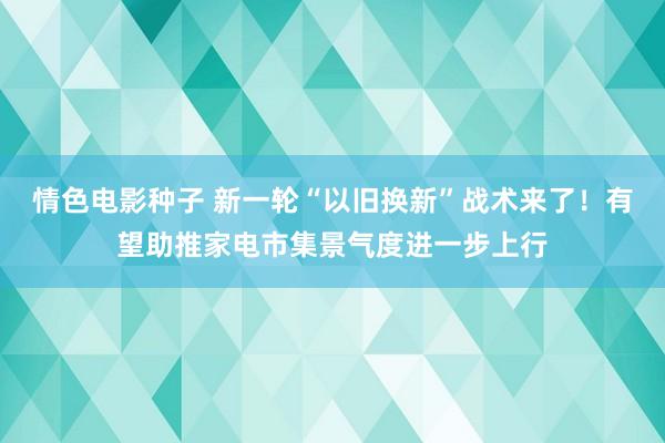 情色电影种子 新一轮“以旧换新”战术来了！有望助推家电市集景气度进一步上行