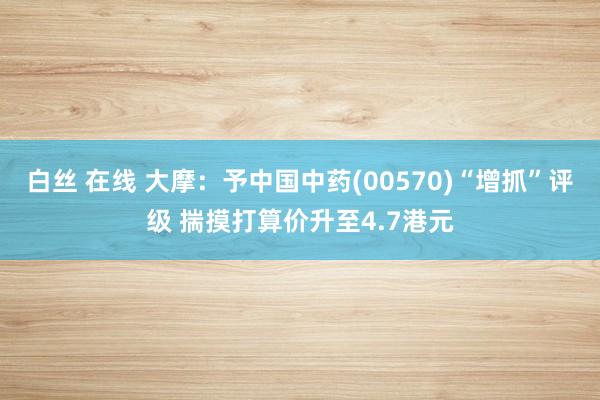 白丝 在线 大摩：予中国中药(00570)“增抓”评级 揣摸打算价升至4.7港元