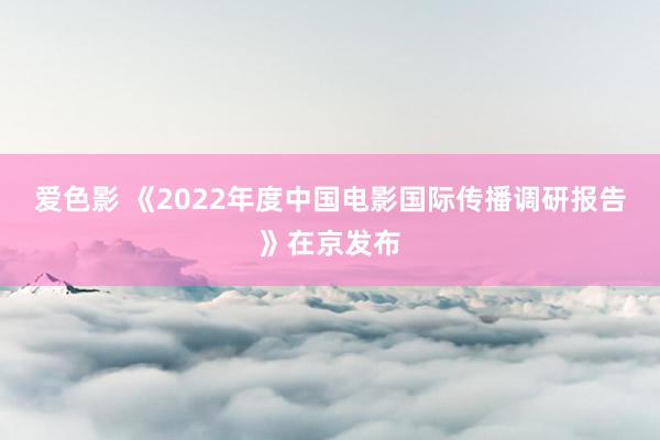 爱色影 《2022年度中国电影国际传播调研报告》在京发布